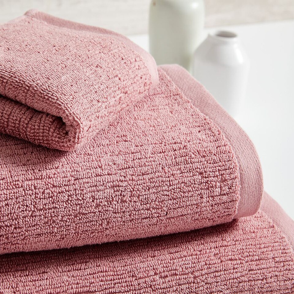 Organic QuickDry Textured Towels Pink Stone West Elm Australia